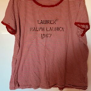 Ralph Lauren Vintage Classic Red and White Striped Tee Size XL